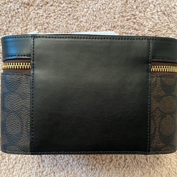 NWT Coach Top-Handle Cosmetic Bag/Case In Signature Canvas & Leather - Picture 7 of 16